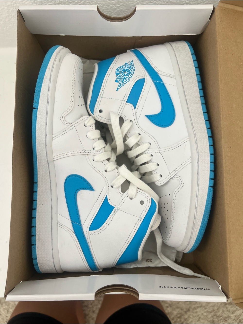 Jordan Kids' White and Blue High-Top Sneakers